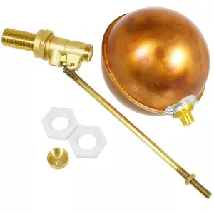 SPARES2GO Toilet Float Valve 1/2" Part 1 BS1212/1 High Pressure Side Entry 4 1/2" Copper Ball Kit