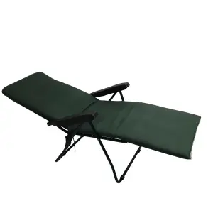 Padded Outdoor Garden Patio Recliner or Sun Lounger in Plain Green