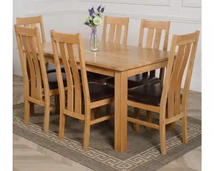 Oslo 150 x 90 cm Medium Oak Dining Table and 6 Chairs Dining Set with Princeton Chairs