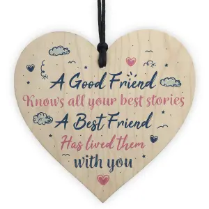 Red Ocean Best Friend Friendship Birthday Gift Handmade Wooden Chic Heart Plaque Sign Thank You Christmas Gift