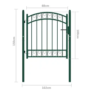 Berkfield Fence Gate with Arched Top Steel 100x100 cm Green