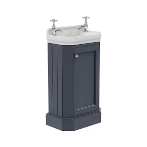 Fairmont Traditional Cloakroom Bathroom Vanity Unit with Basin - Blue Grey (H)86cm (W)51cm