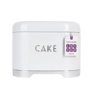 KitchenCraft Steel Bakeware Biscuit Tin Storage Cake White Vintage Jar Kitchen