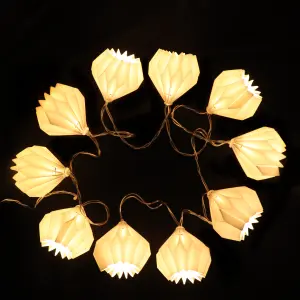 10 Warm white Paper lantern LED With timer function String lights with 1.65m Clear cable