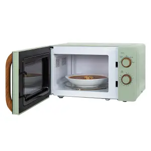 Russell Hobbs Scandi Microwave 17 Litre 700W Matt Green Wood Effect Manual RHMM713MG-N