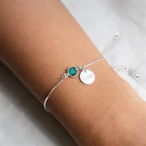 Sterling Silver Birthstone Sliding Bracelet