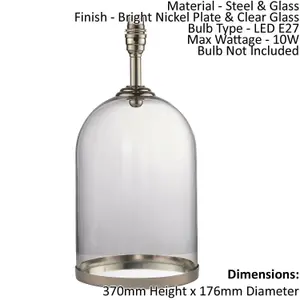 Table Lamp - Bright Nickel Plate & Clear Glass - 10W LED E27 - Base Only