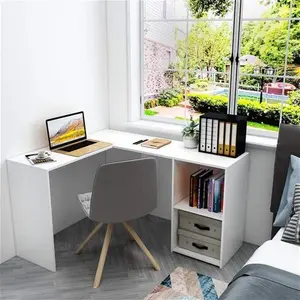 Upsilon L-Shape Computer Desk Zipcode Design Colour: White