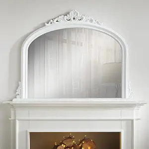 Overmantle Mirror Richmond Arched Shape with Antique White Frame- H 91cm x W 122cmx D 5cm for Hang Anywhere Inside of the Home