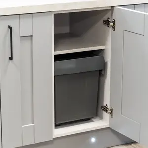 40 Litre Pull Out Under Counter Kitchen Waste Recycling Bin for 400mm Cabinet Hinged Door Base Mounted