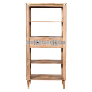 Wilton 2 Drawers Open Bookcase - Acacia Wood - L40 x W85 x H180 cm