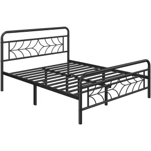 Yaheetech Black 4ft6 Double Metal Bed Frame with Sparkling Star Design Headboard and Footboard