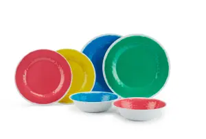 12pc Summer Mix & Match Melamine-(Strong Plastic)