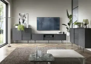  Elegant Raven TV Cabinet H510mm W1800mm D380mm in Graphite - Stylish Entertainment Storage