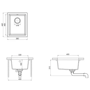 Berkfield Kitchen Sink with Overflow Hole Black Granite