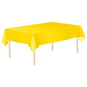 Yellow Plastic Table Cover, Disposable Wipe Clean Waterproof Tablecloth - 54"x108"