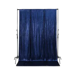 4ft x 7ft Sequin Backdrop Photography Background Shiny Fabric Glitter Curtain Backdrop, Navy