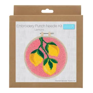 P/NEEDLE LEMONS - Punch Needle Kit: Floss and Hoop: Lemons - Trimits