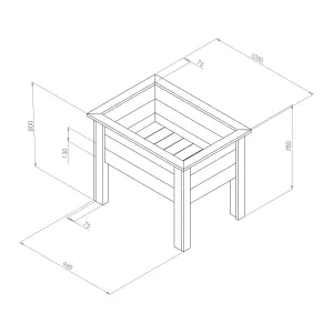 Zest Wooden Deep Root Planter Raised Vegetable Flower Bed Garden 1m