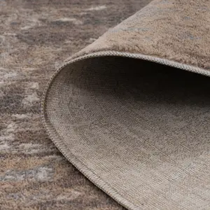 Neutral Warm Beige Grey Distressed Abstract Area Rug 160x230cm