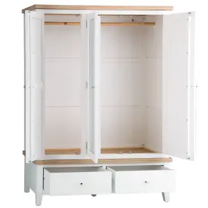 3 Door Wardrobe - L1350 x W55 x H190 cm - White