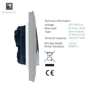 Trendiswitch Silver 1 Gang 3 Way Intermediate Switch