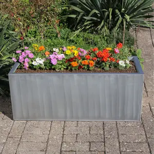 100cm Zinc Galvanised Brushed Silver Trough Planter