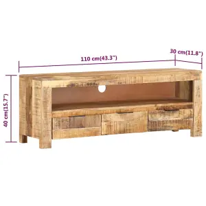 Berkfield TV Cabinet 110x30x40 cm Rough Mango Wood