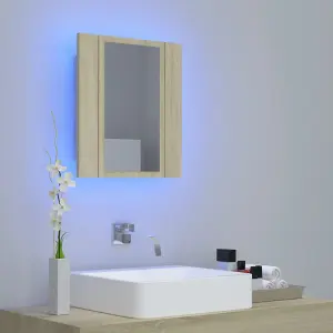 Berkfield LED Bathroom Mirror Cabinet Sonoma Oak 40x12x45 cm