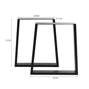 Black Furniture Legs Trapezoidal Metal Table Legs for Home DIY,2PCS,W81 x H 71 cm