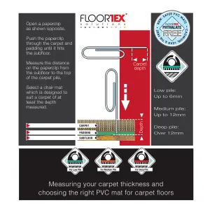 Floortex PVC Rectangular Carpet Protector Mat for Low Pile Carpets (up to 6mm) - 116  x 150cm