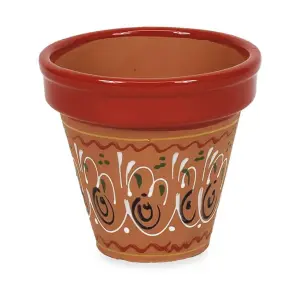 Inca Red Hand Painted Set of 3 Outdoor Garden Classic Plant Pots (D) 16-29cm