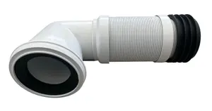 90 Degree White Flexible Pipe Waste Pipe Connector 4" (400mm-730mm), Durable Adjustable Flexible Pipe Pan Connector. FREE DELIVERY