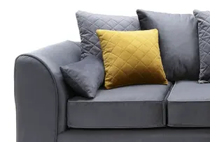 Chicago Velvet Right Facing Corner Sofa in Dark Grey