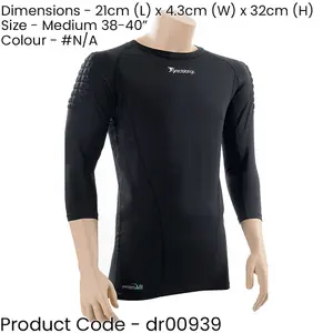 ADULT 38-40 Inch EVA Padded Goal-Keeping 3/4 Sleeve Baselayer T-Shirt Top