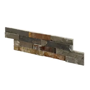 Stegu Splitface Multicolour Matt Patterned Textured Natural stone Indoor & outdoor Wall Tile, Pack of 12, (L)400mm (W)100mm