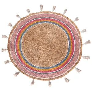 Round Jute Area Rug 120 cm Multicolour ZANAVI