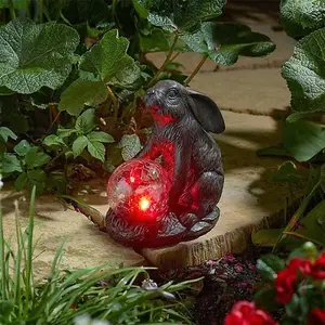 Solar Powered Outdoor Light Hare Statue LED Garden or Patio Ornament