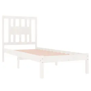 Berkfield Bed Frame White Solid Wood Pine 90x200 cm