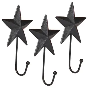 Traditional Set of 3 Decorative Coat, Key Clothes Hanger Star Wall Hooks