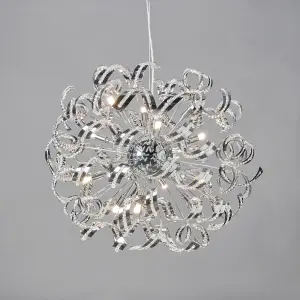 Litecraft Twirl Chrome 12 Lamp Modern Ceiling Pendant Light