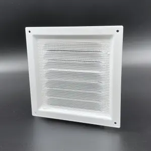 AirTech-UK Flat White Metal Fixed Grille 150x150mm with FlyScreen - External/Internal Mounting for Ventilation & Air Conditioning