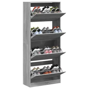 Berkfield Shoe Cabinet with 4 Flip-Drawers Grey Sonoma 80x34x187.5 cm