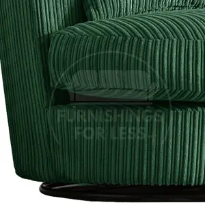 Luxor Jumbo Cord Green Fabric Single Seater 360 Degree Swivel Chair Sofa Accessory