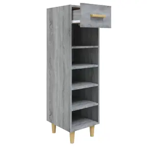 Berkfield Shoe Cabinet Grey Sonoma 30x35x105 cm Engineered Wood