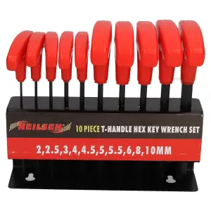 Metric MM T Handle Allen Hex Key Wrench Set 2mm - 10mm 10pc Set