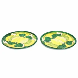 Signature Lemons Hand Painted Ceramic Kitchen Dining Set of 4 Small Plates (Diam) 20cm