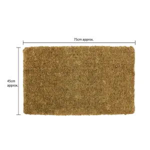 JVL Eco Friendly Ryburn Plain Natural Coir Doormat 45x75cm