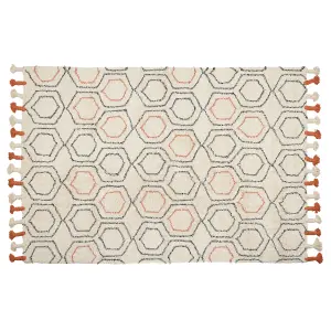 Cotton Area Rug 140 x 200 cm Beige and Orange HAJIPUR