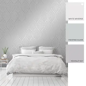 Ariana Wave Wallpaper In Grey And Silver